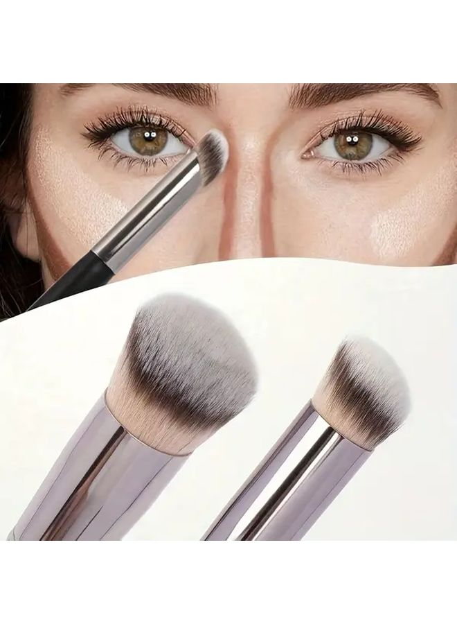 3Pcs Foundation Brush And 2Pcs Black Powder Puff Makeup Brush Set - Image 3